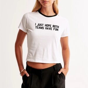 White Graphic Skimming Tee - I Just Hope Both Teams Have Fun